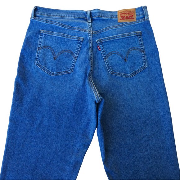 36x26 Levi's Wedgie Straight Jeans Button Fly Medium Wash High Waist 16W Short - Picture 7 of 9